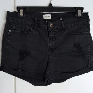 Sneak Peek Dark Jean Shorts with Ripped Accents